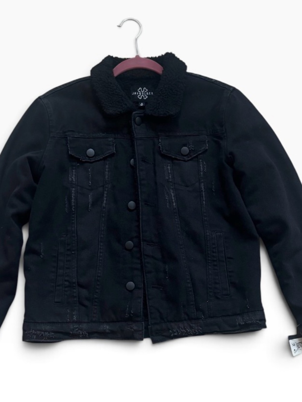 Kids Black Sherpa Collar Jean Jacket - Jaywalker